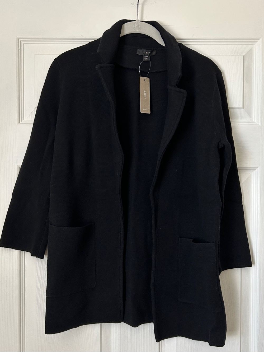 NWT J. Crew Black Open-Front Knit Cardigan Coatigan